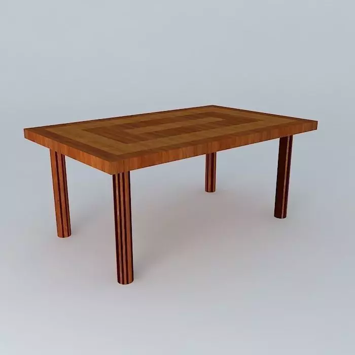 Table wooden dining Free 3D model_0
