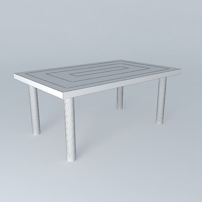 Table wooden dining Free 3D model_4