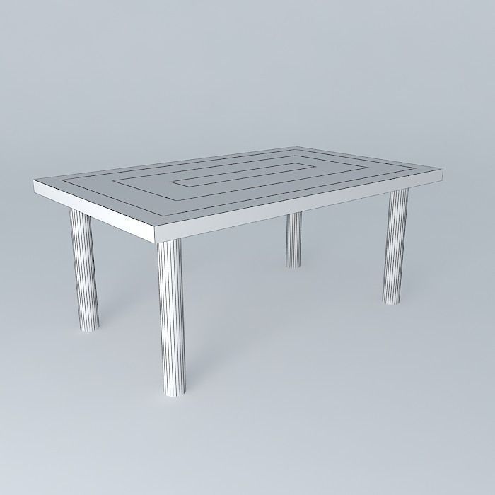 Table wooden dining Free 3D model_3