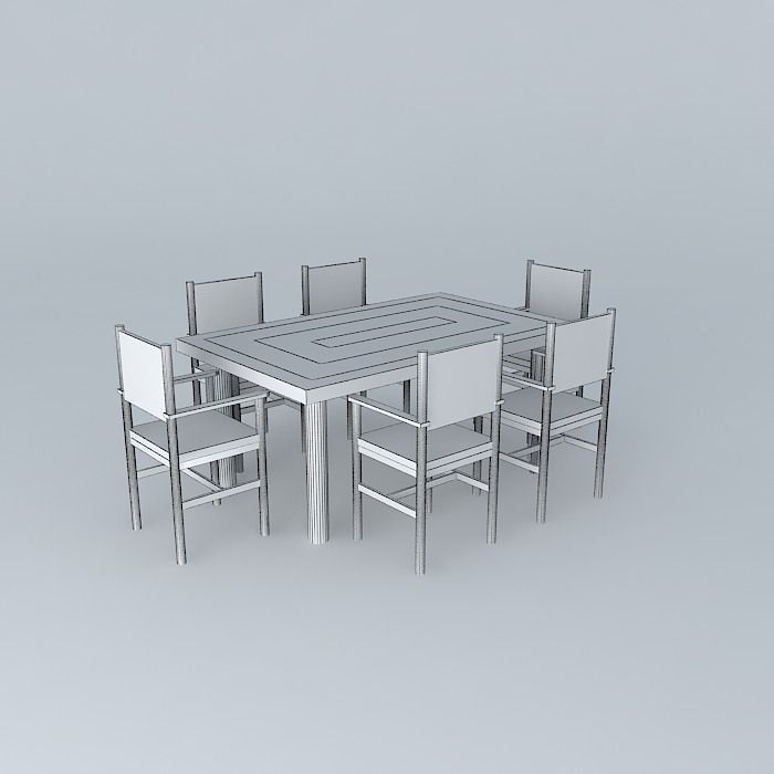 Dinng Table With Chairs Free 3D model_3