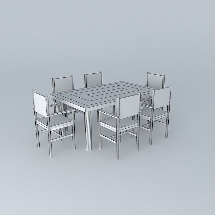 Dinng Table With Chairs Free 3D model_4