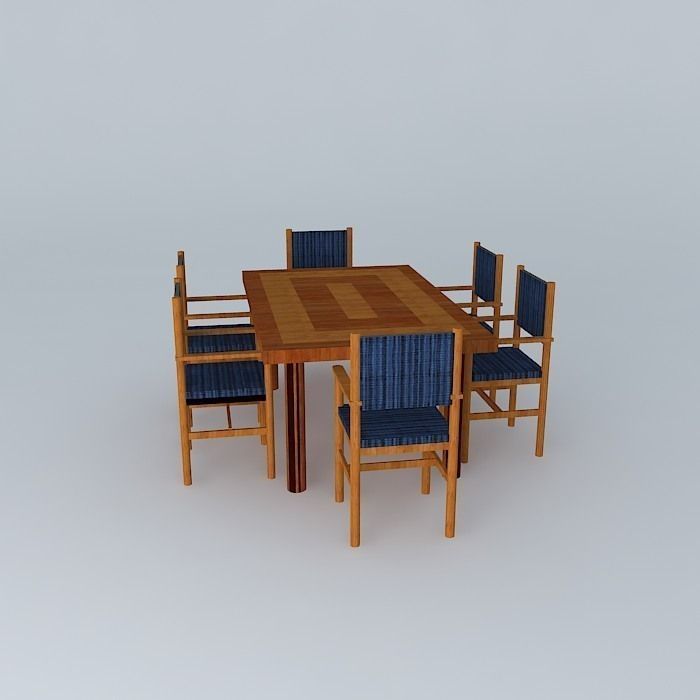 Dinng Table With Chairs Free 3D model_2
