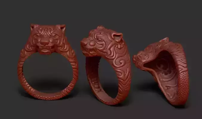 wolf model three tiger shaped rings