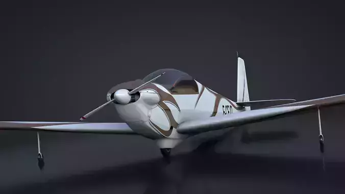 Falke SF-28 White and Gold Low Poly C4D Rigged Low-poly 3D model