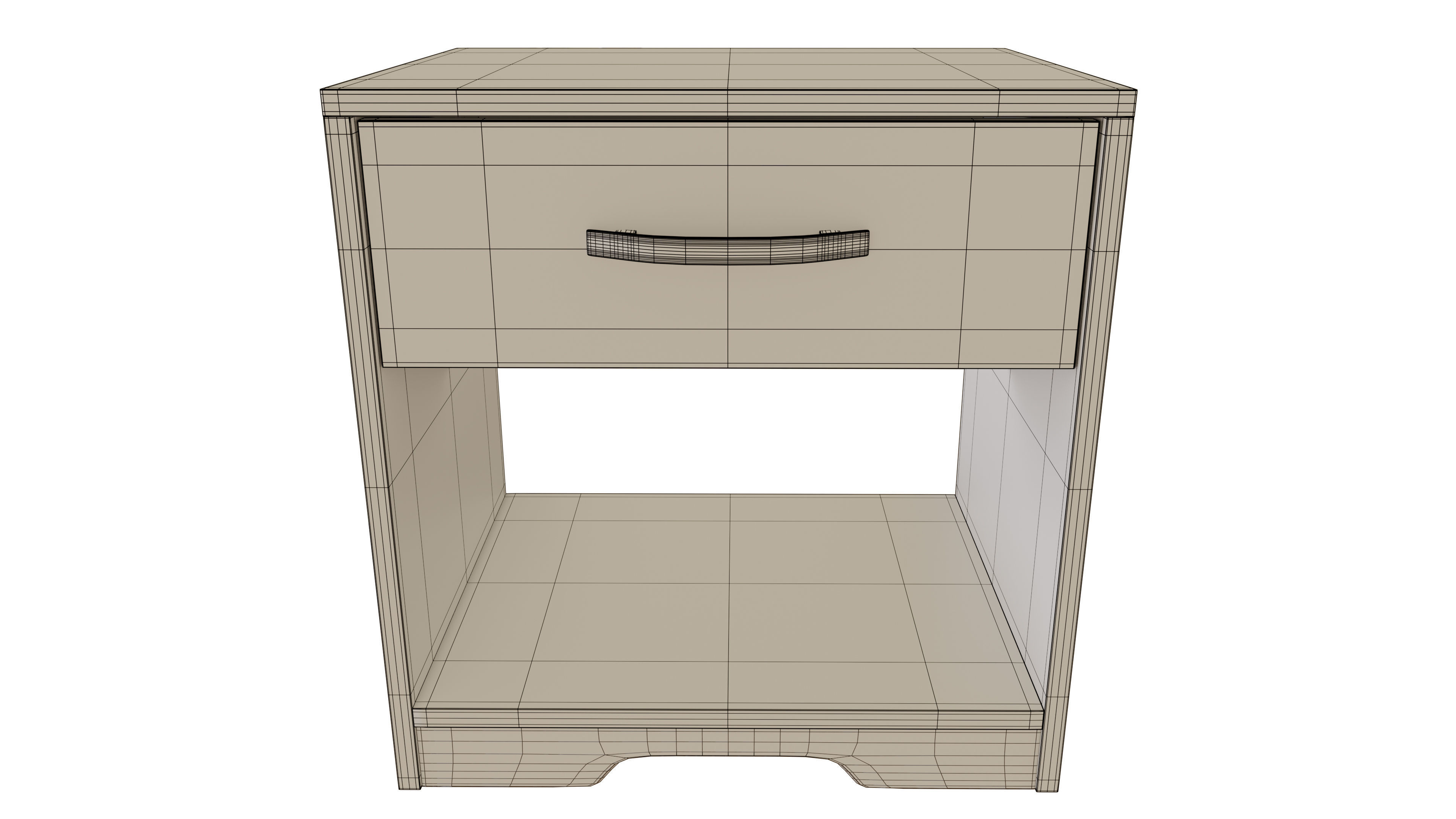 Nightstand bedside table with drawer 3D model_4