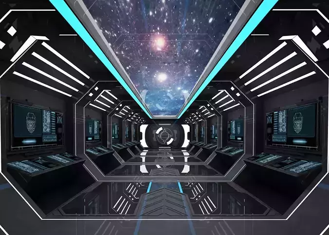 SCI FI INTERIOR SCENE SPACE SHIP Low-poly 3D model