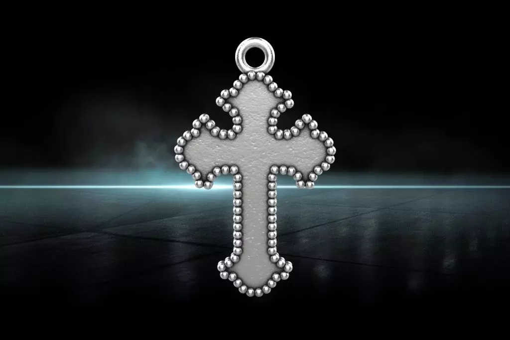 Cross pendant 3D print model_0