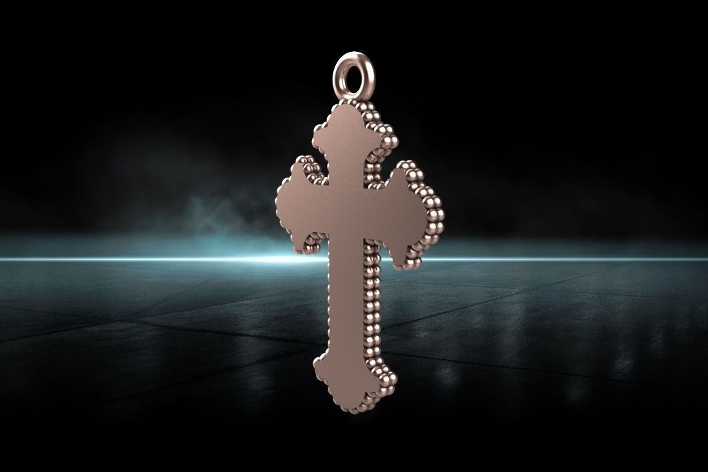Cross pendant 3D print model_7