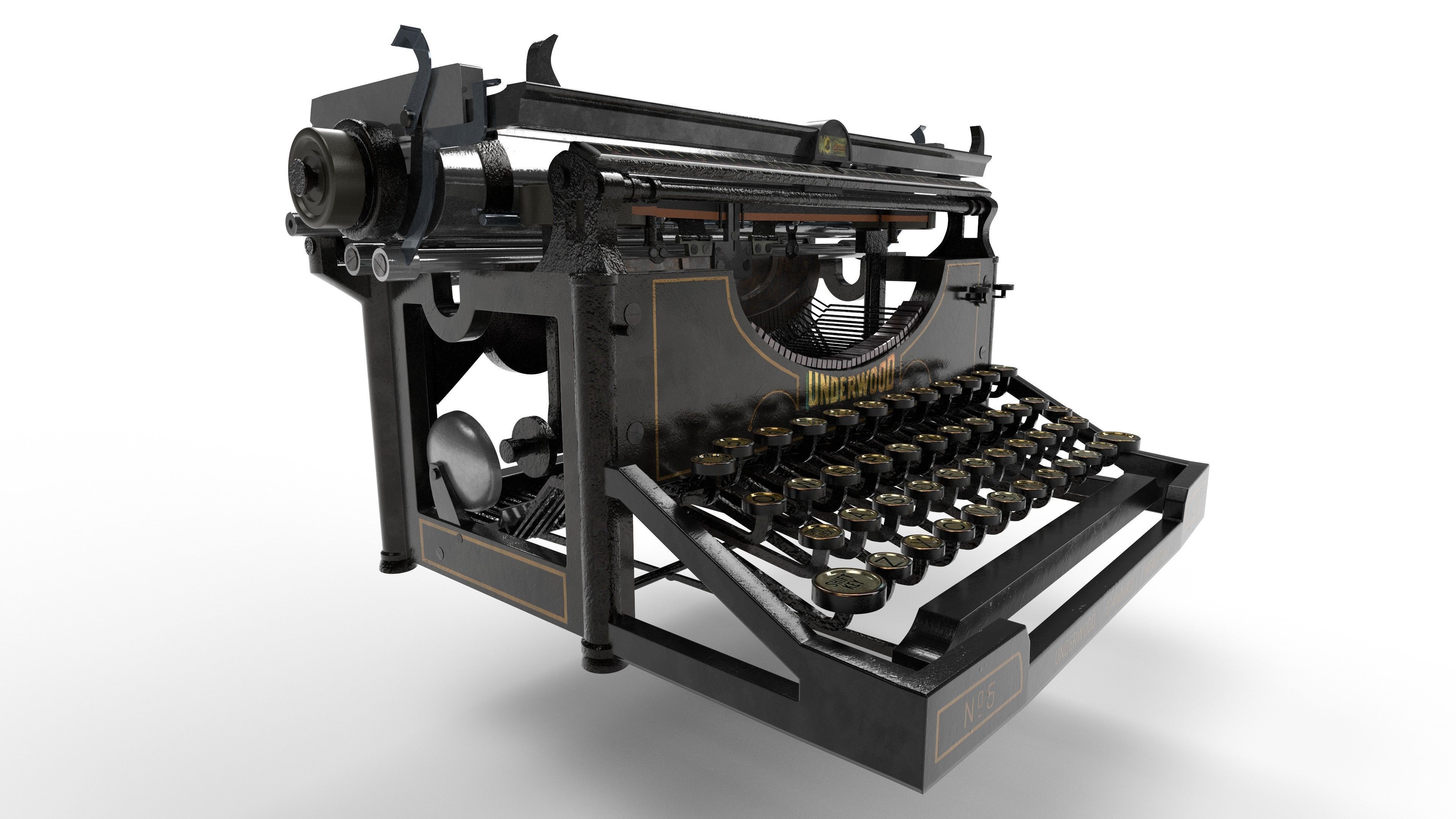 Typewriter Underwood No5 3D model_1
