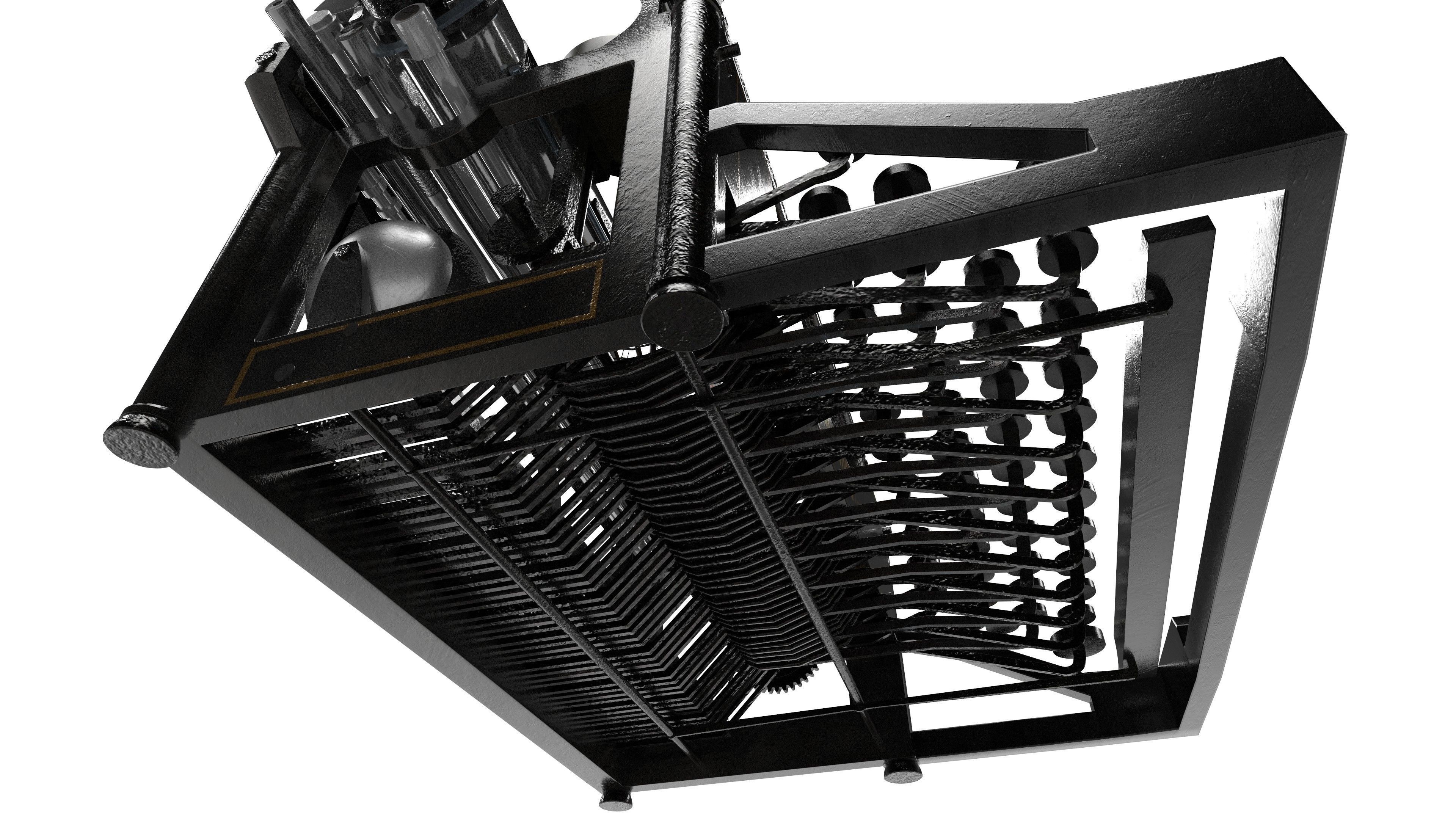 Typewriter Underwood No5 3D model_4