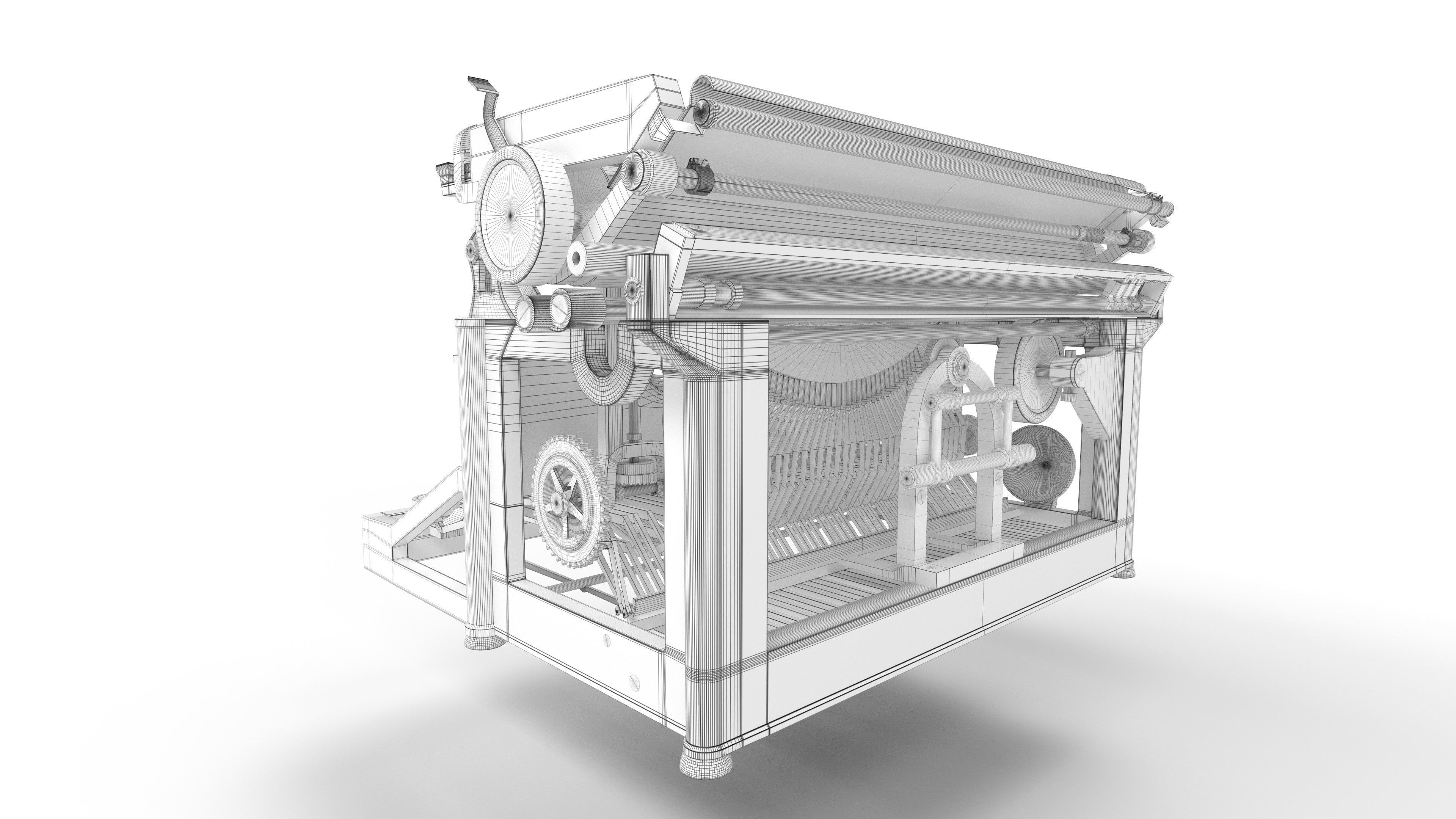 Typewriter Underwood No5 3D model_7