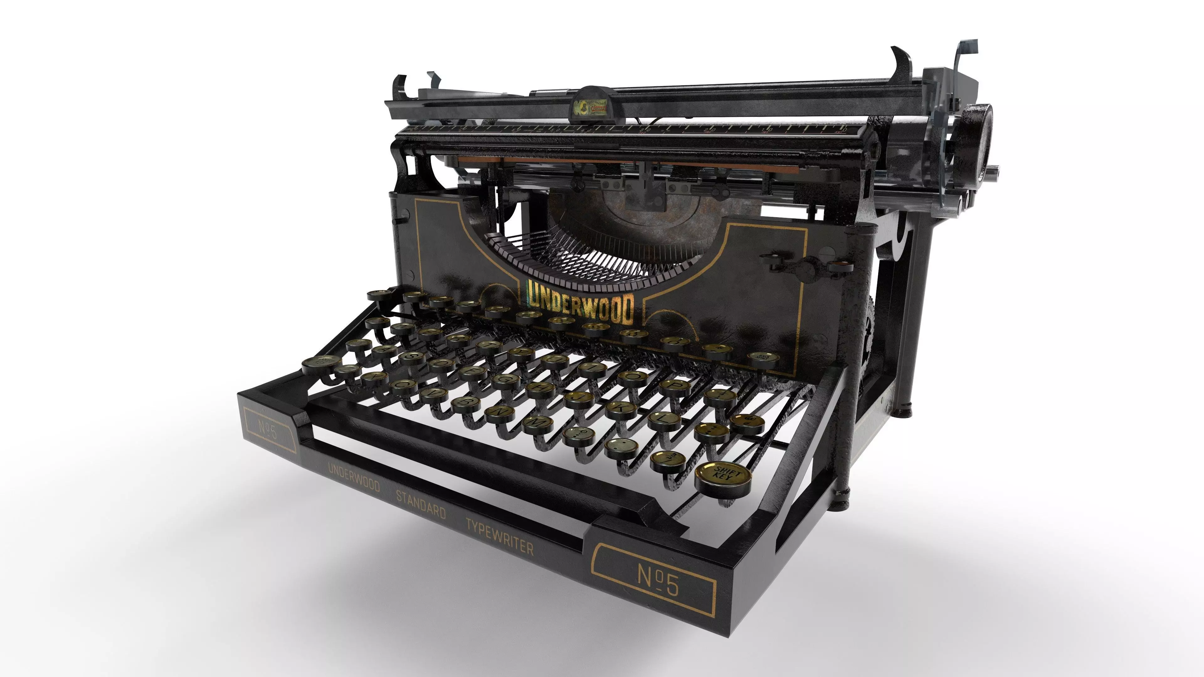 Typewriter Underwood No5 3D model_0