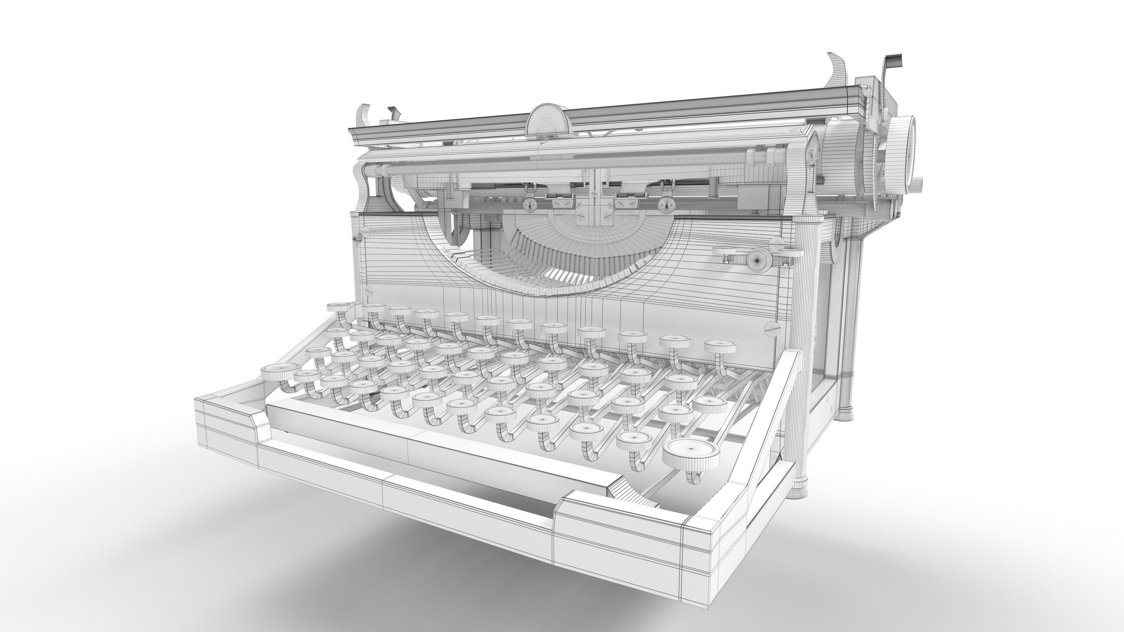 Typewriter Underwood No5 3D model_5