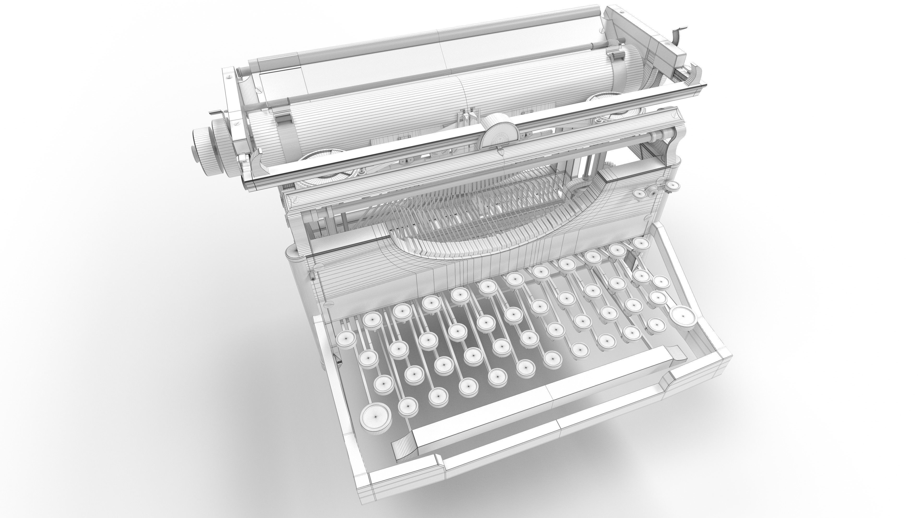 Typewriter Underwood No5 3D model_6