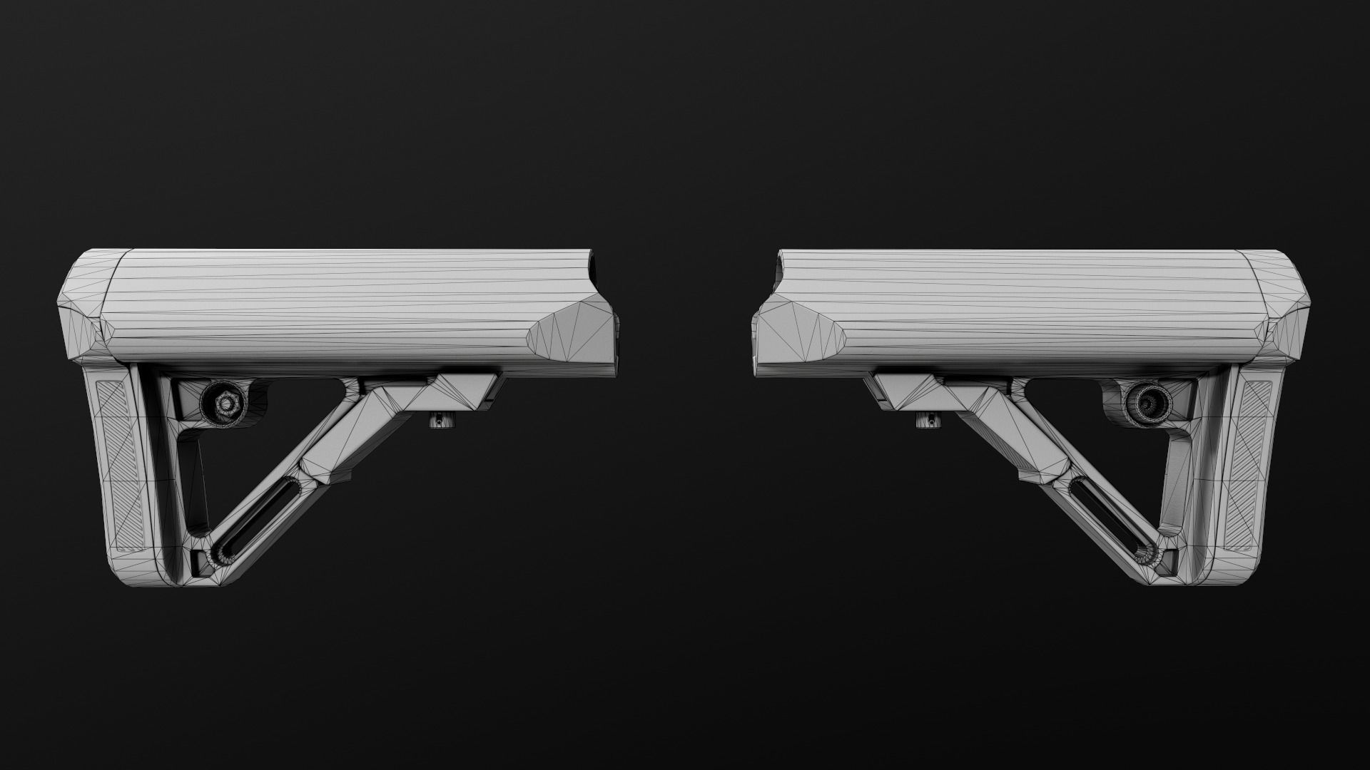 UTG Combat Ops S1 AR15 Collapsible Buttstock Low-poly 3D model_3