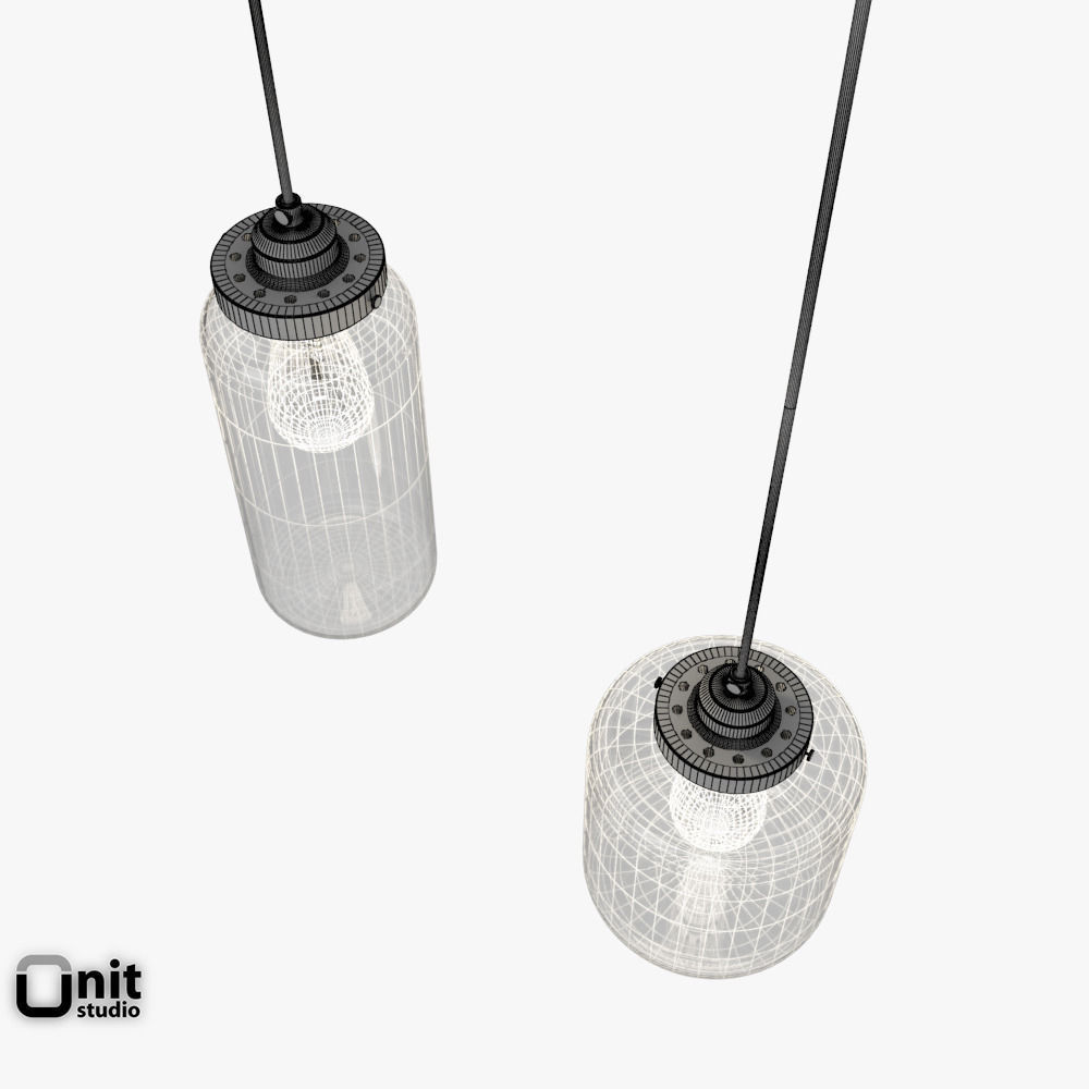 Glass Jar pendant light by West Elm 3D model_11