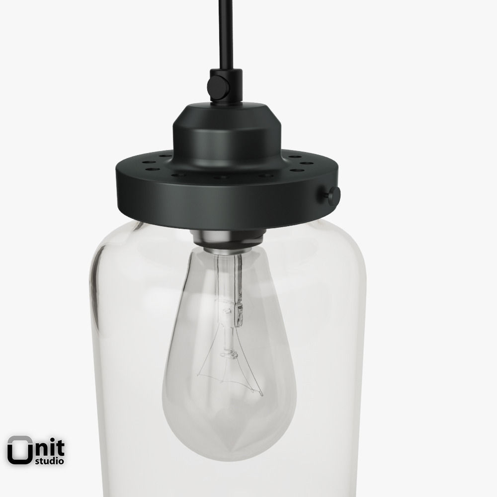 Glass Jar pendant light by West Elm 3D model_5