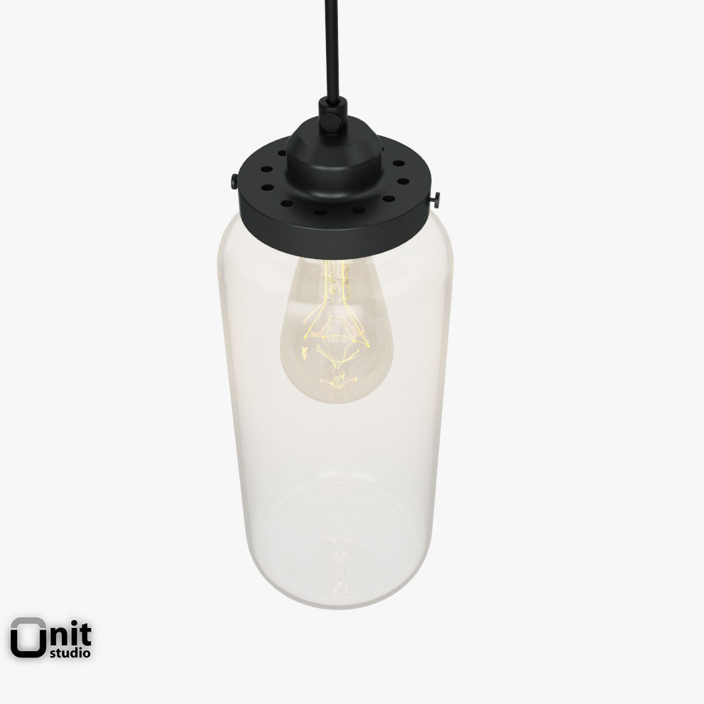 Glass Jar pendant light by West Elm 3D model_3