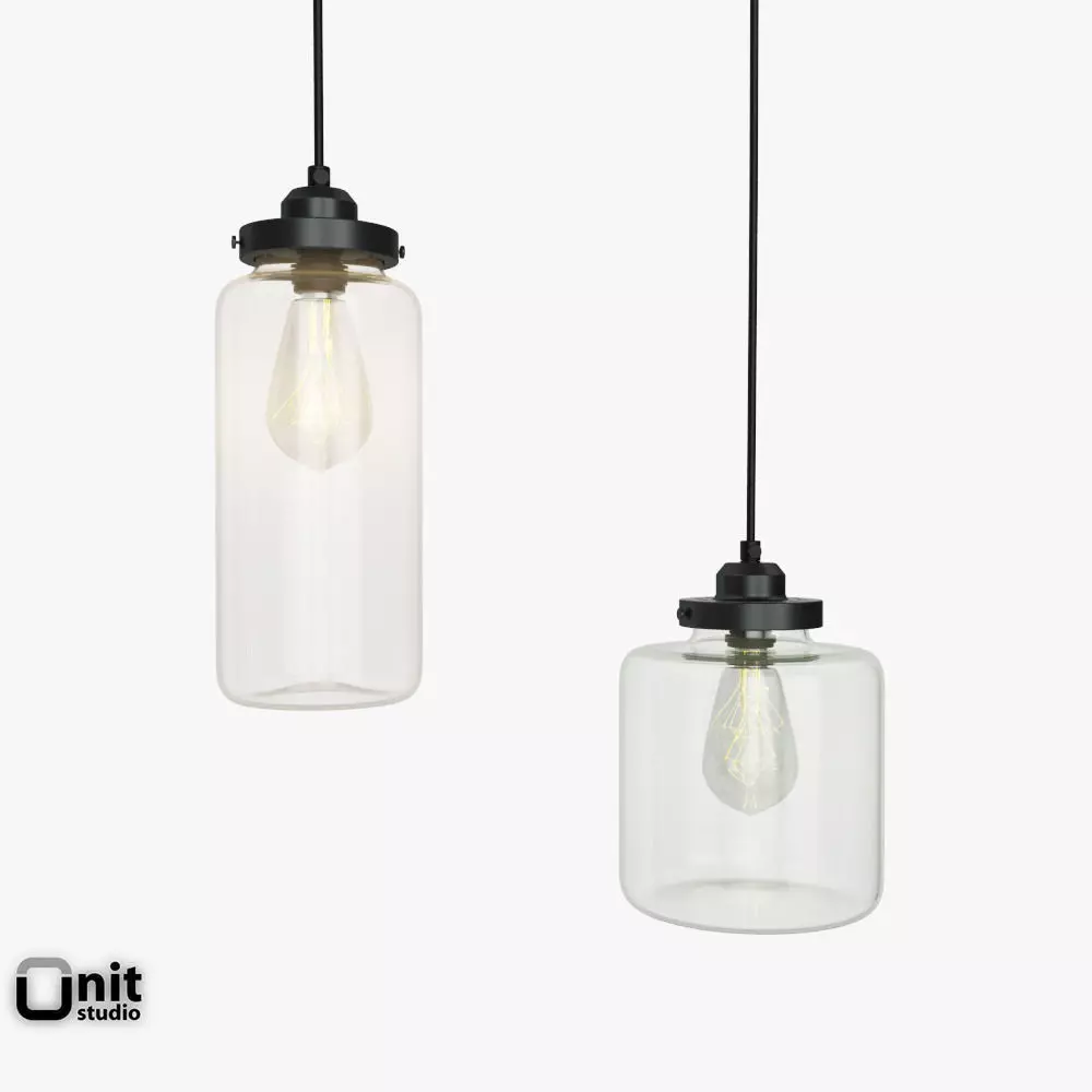 Glass Jar pendant light by West Elm 3D model_0