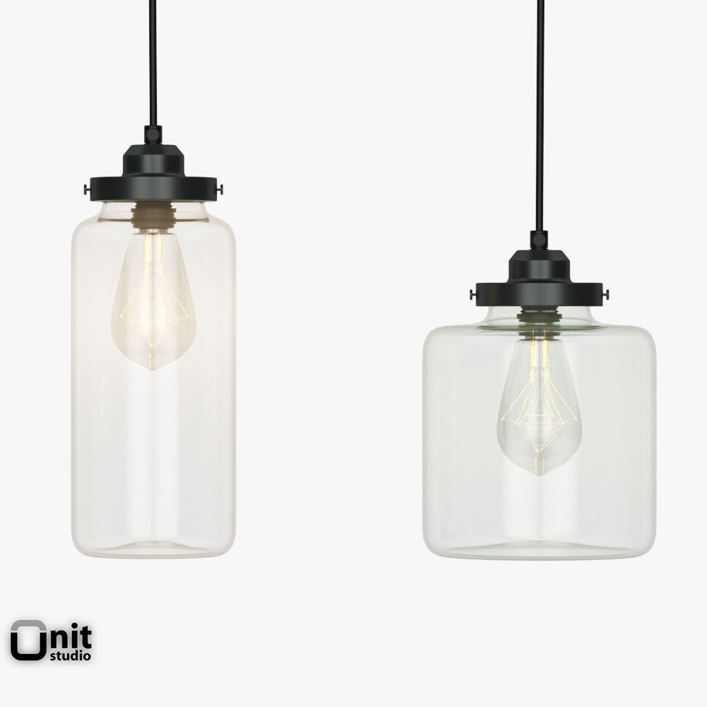 Glass Jar pendant light by West Elm 3D model_9