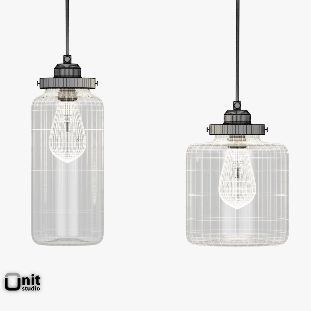Glass Jar pendant light by West Elm 3D model_16