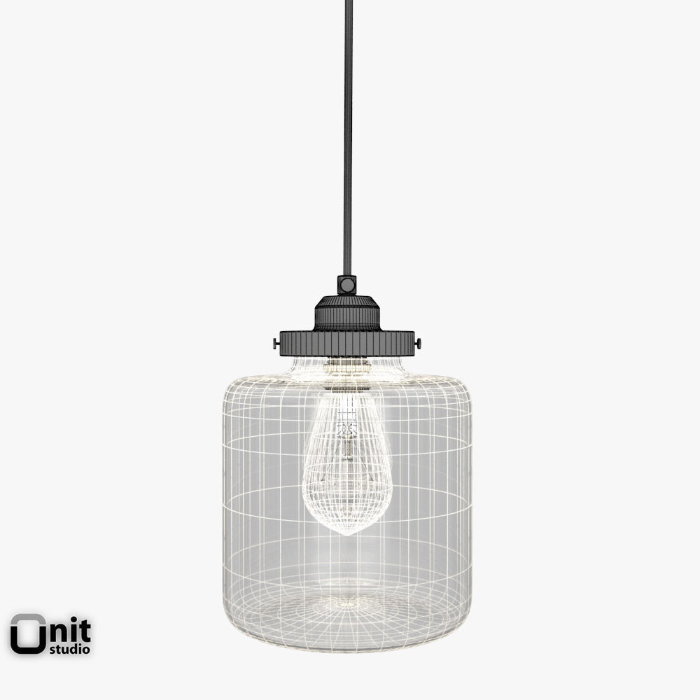Glass Jar pendant light by West Elm 3D model_14