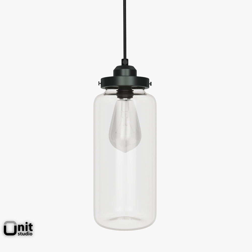 Glass Jar pendant light by West Elm 3D model_6