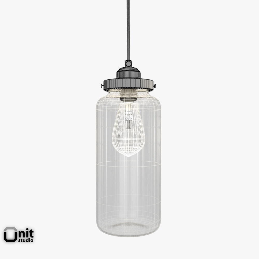 Glass Jar pendant light by West Elm 3D model_12
