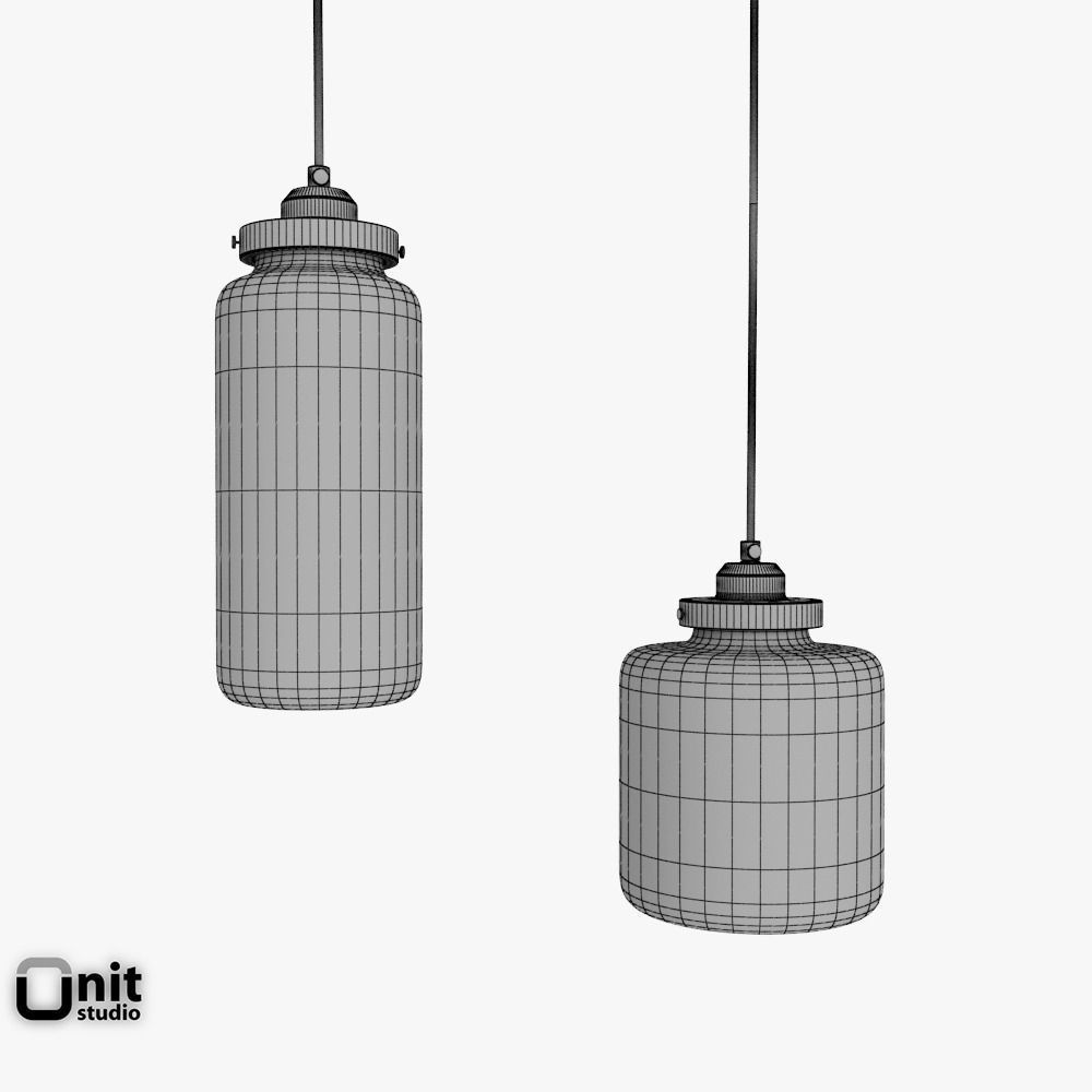 Glass Jar pendant light by West Elm 3D model_8