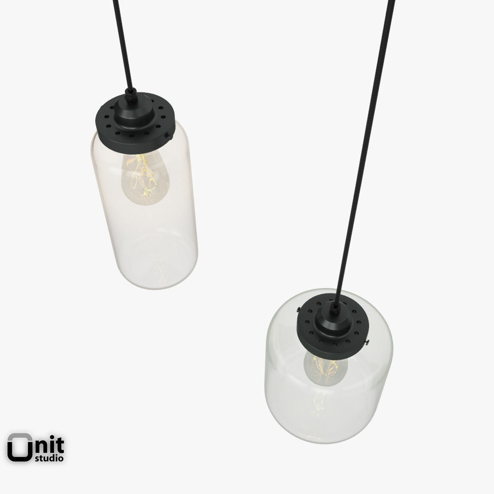 Glass Jar pendant light by West Elm 3D model_2