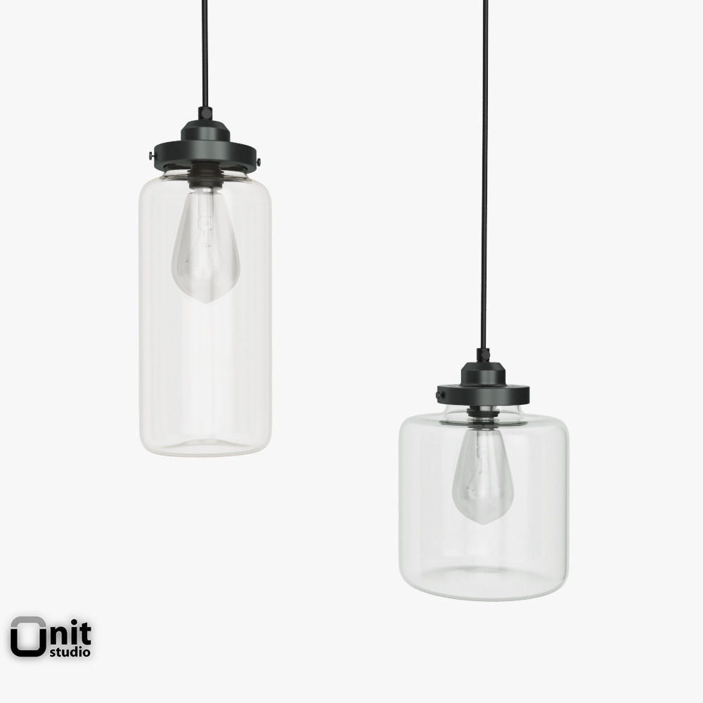 Glass Jar pendant light by West Elm 3D model_1