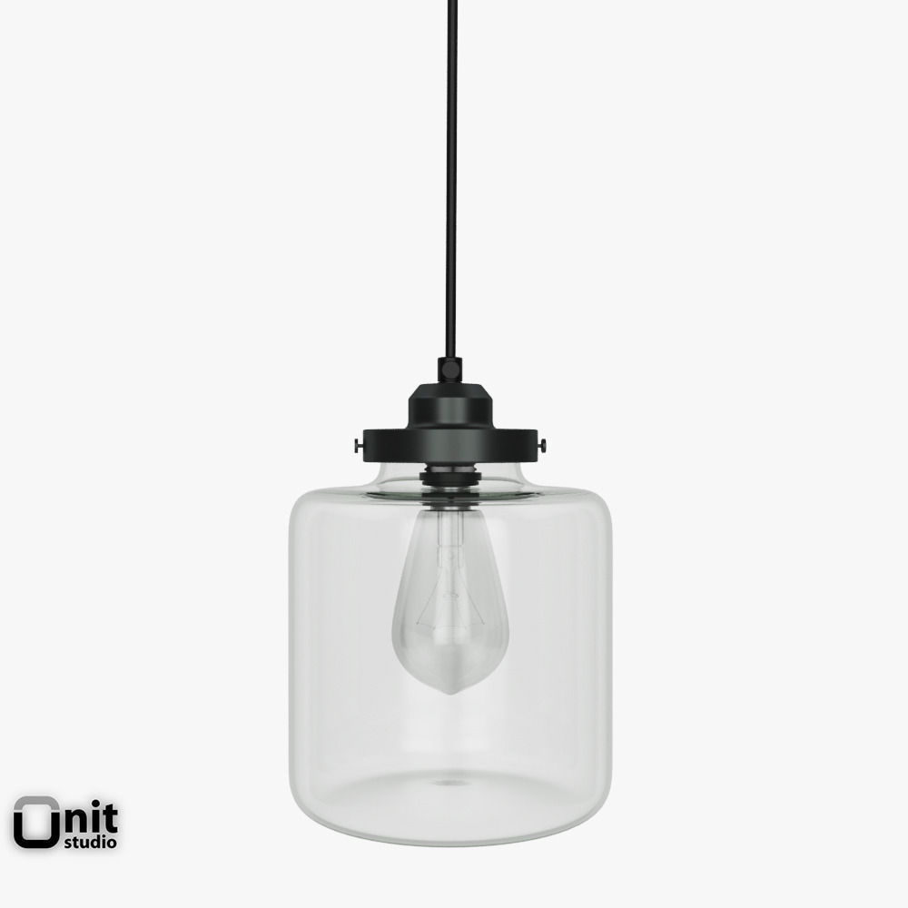Glass Jar pendant light by West Elm 3D model_7