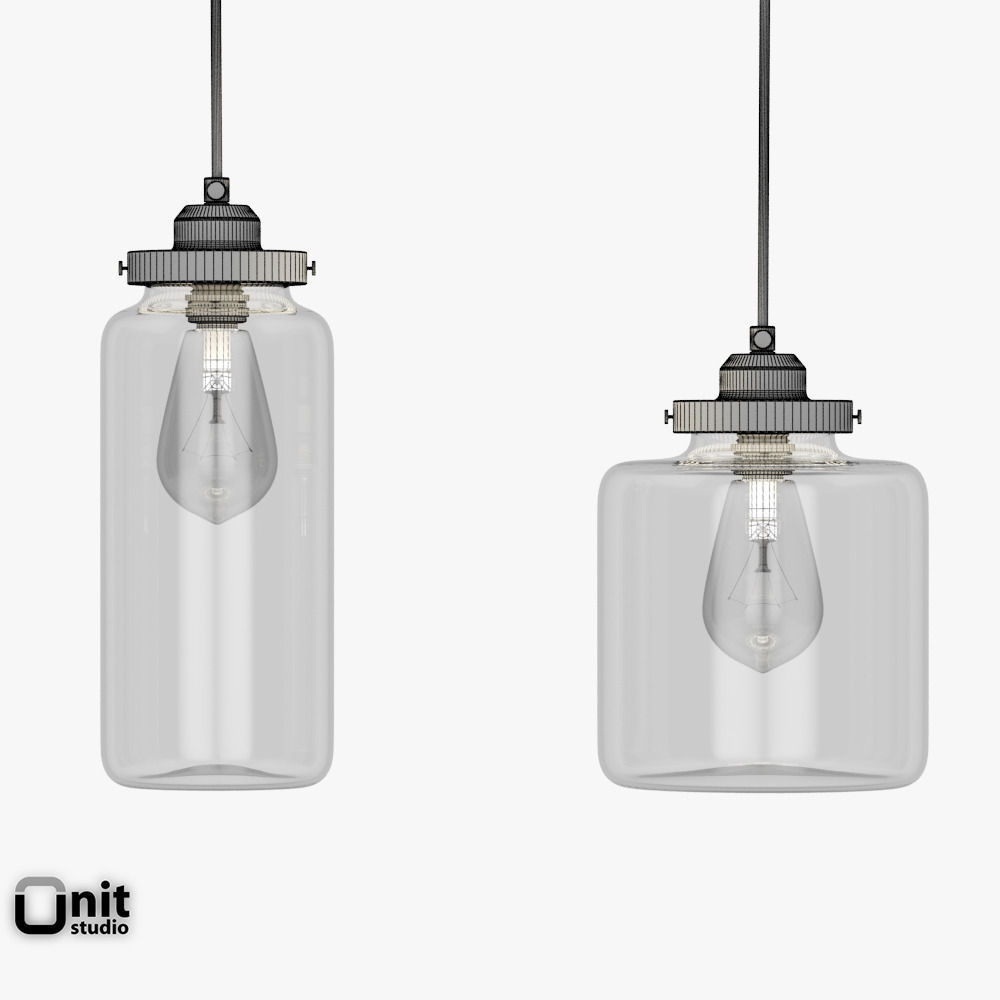 Glass Jar pendant light by West Elm 3D model_17