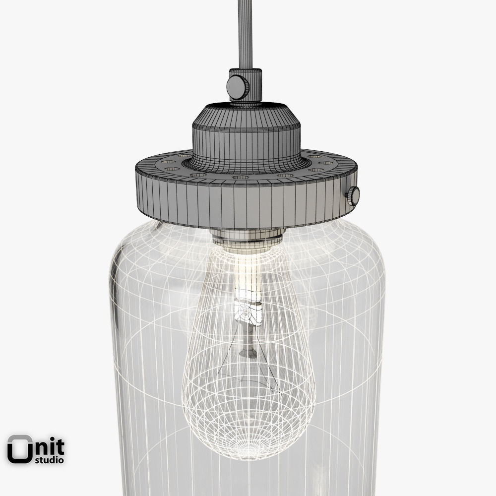 Glass Jar pendant light by West Elm 3D model_15