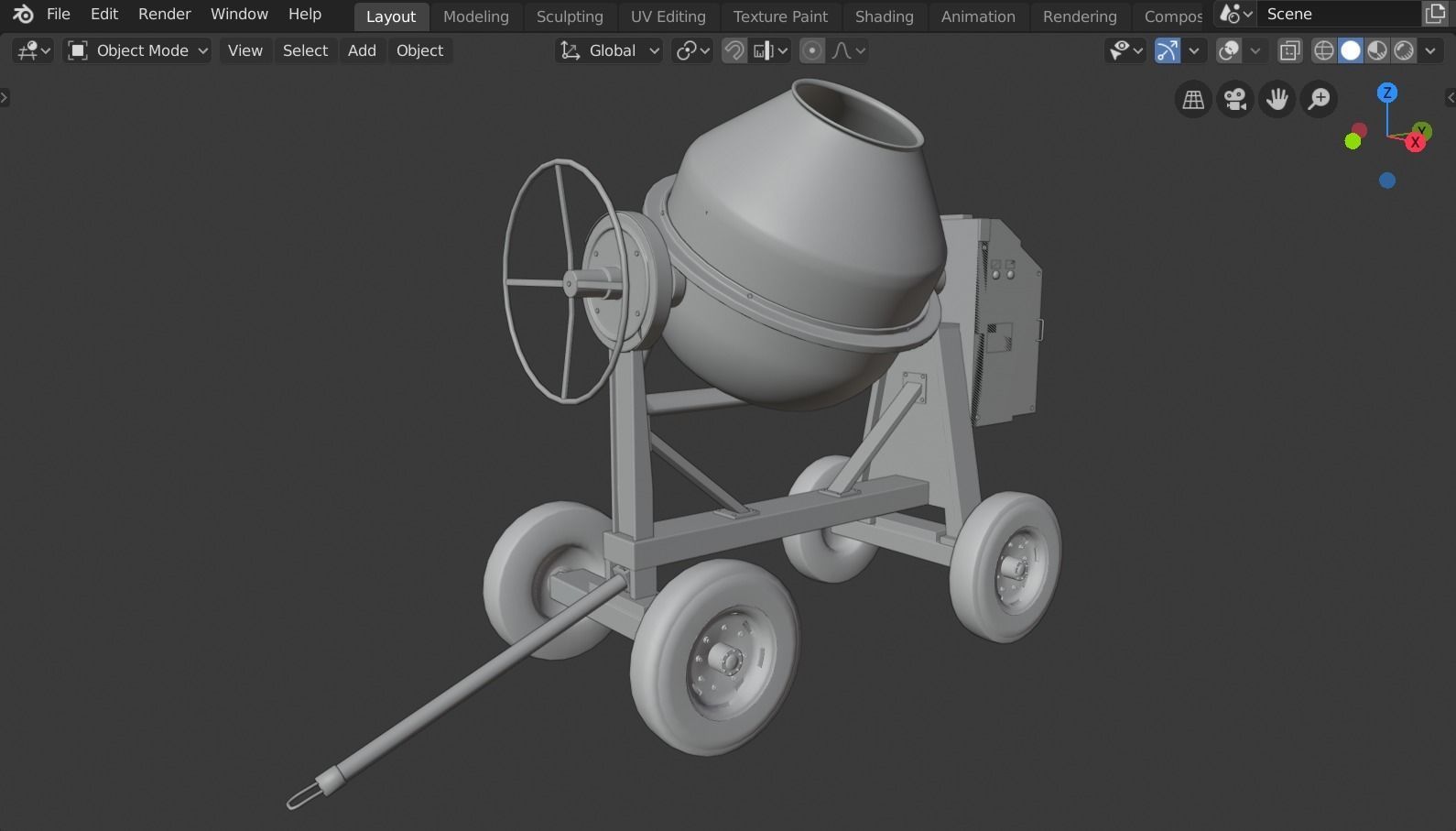 Concrete mixer Low-poly 3D model_8