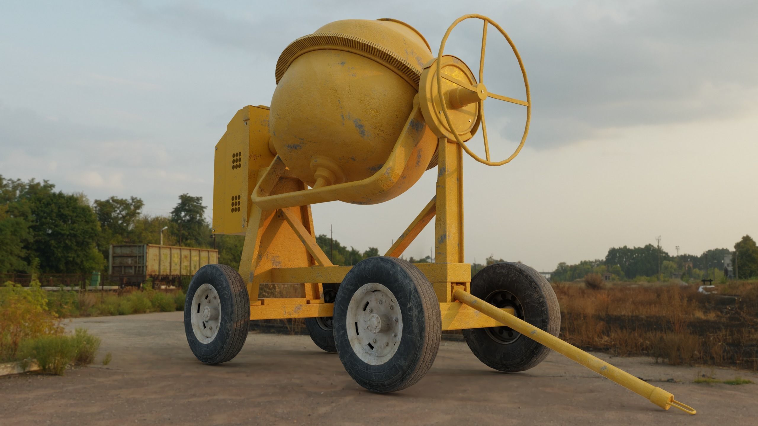 Concrete mixer Low-poly 3D model_1
