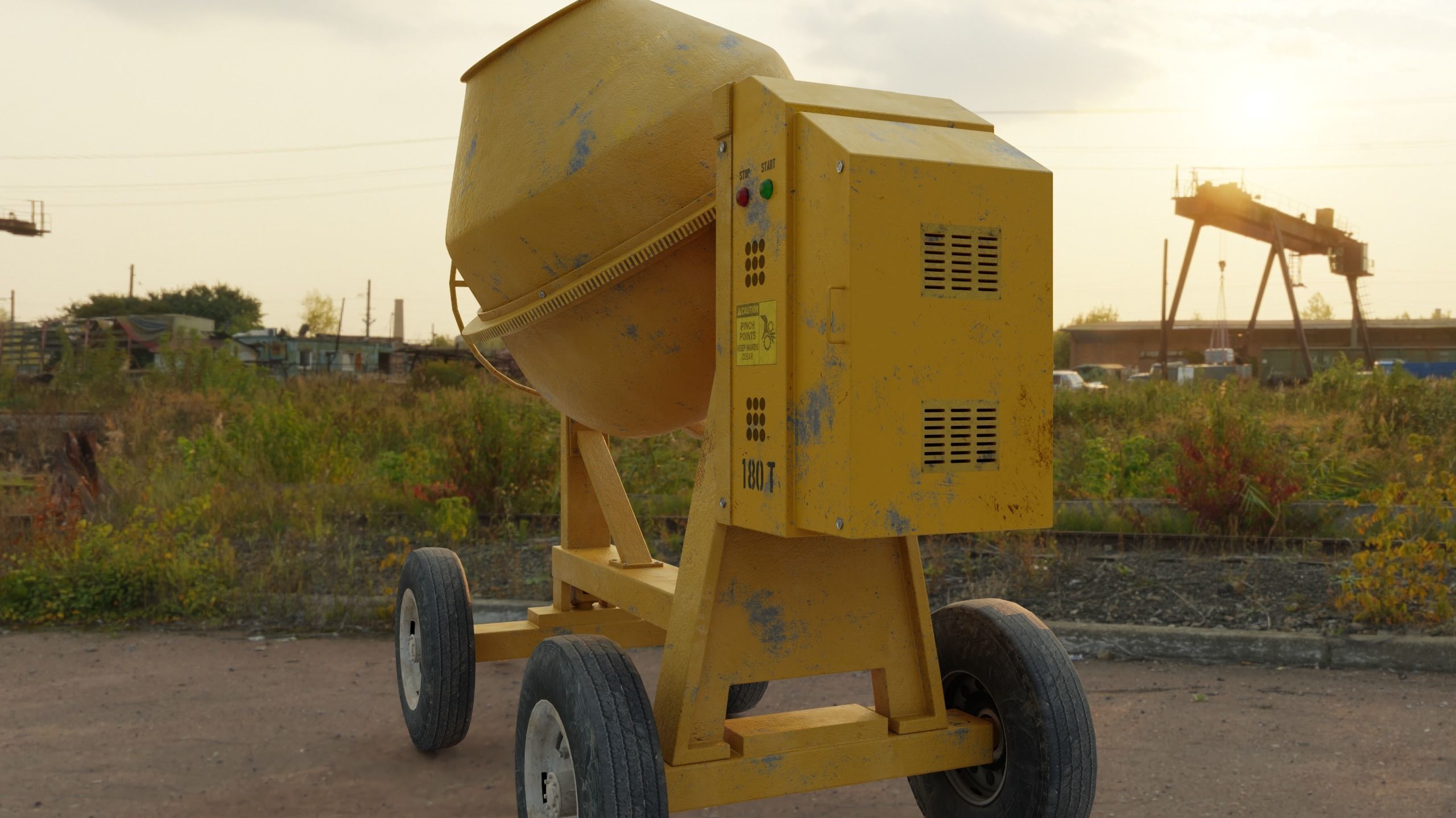 Concrete mixer Low-poly 3D model_3