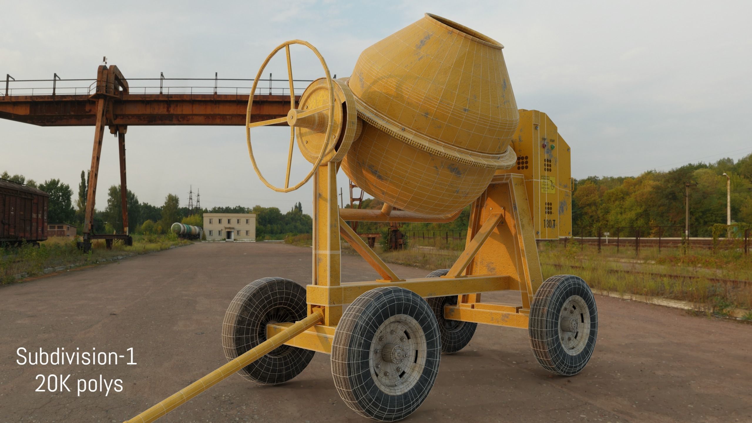Concrete mixer Low-poly 3D model_6