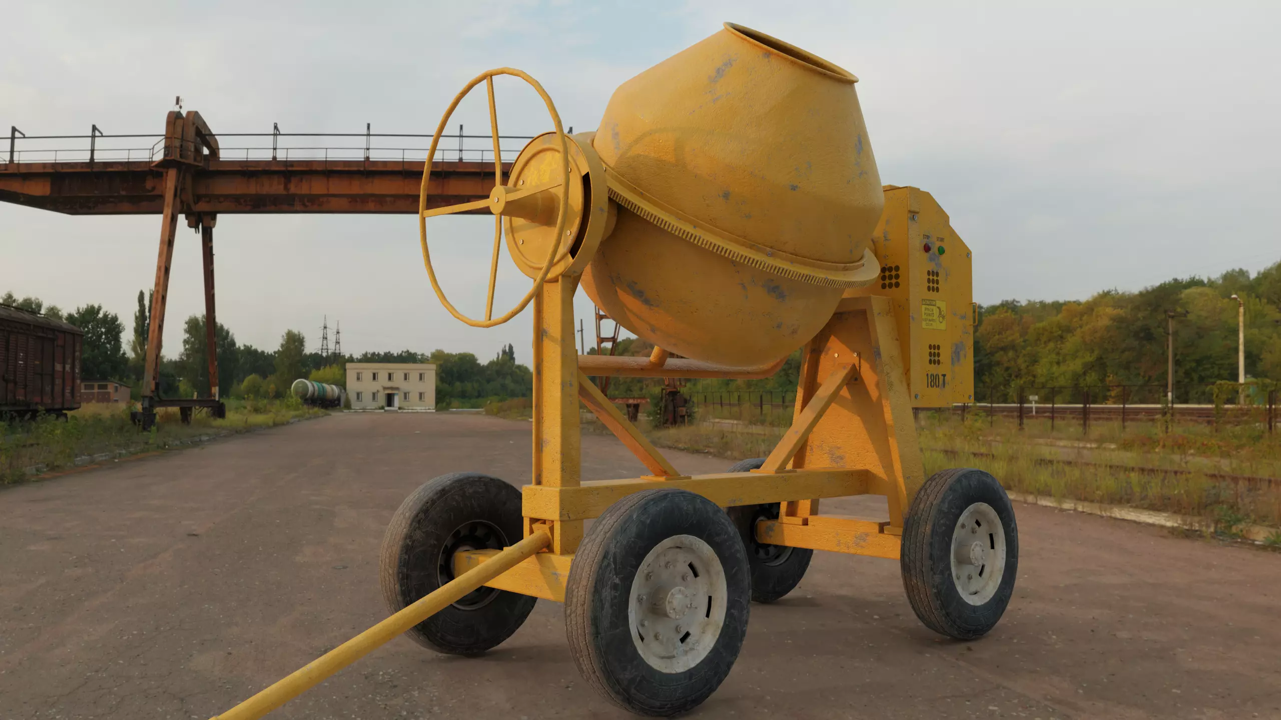 Concrete mixer Low-poly 3D model_0