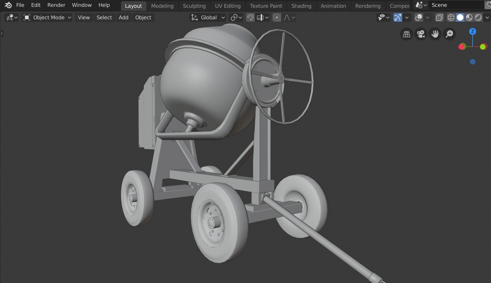Concrete mixer Low-poly 3D model_10