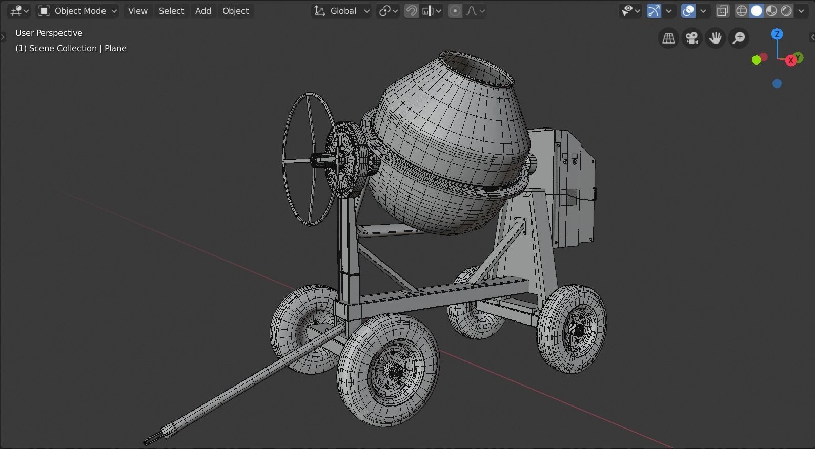Concrete mixer Low-poly 3D model_7