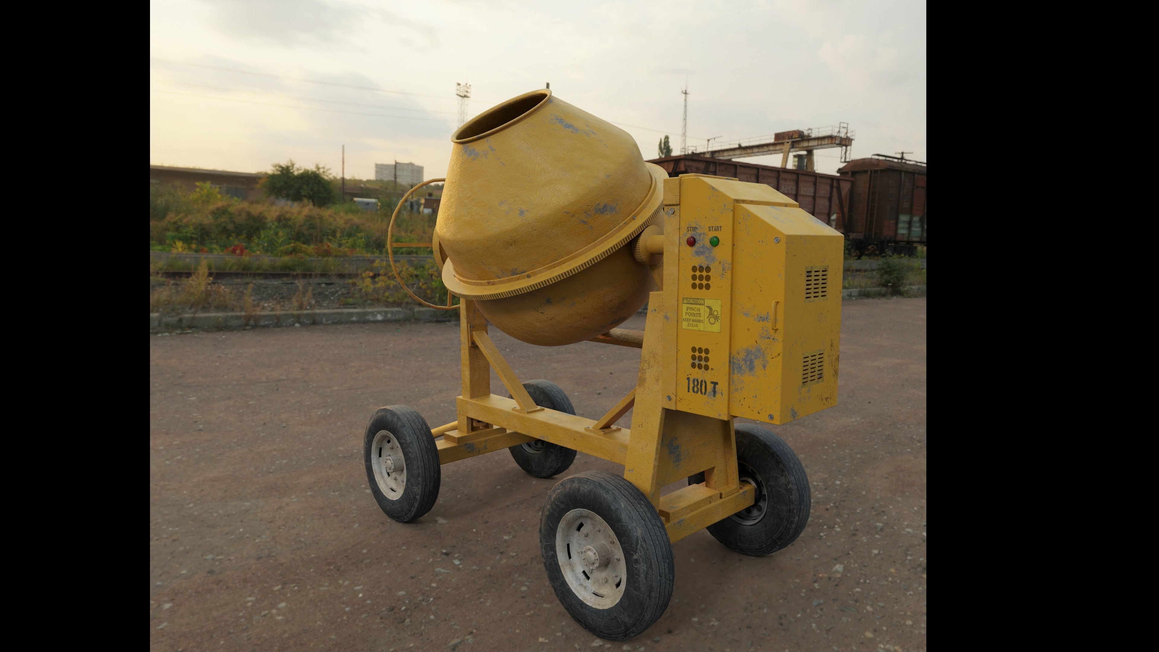 Concrete mixer Low-poly 3D model_4