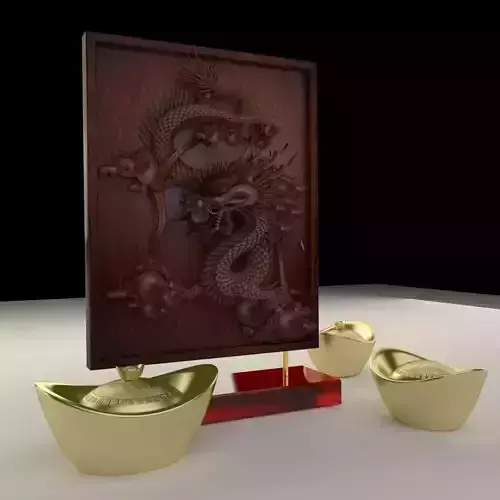 Chinese gold ingot with dragon pattern