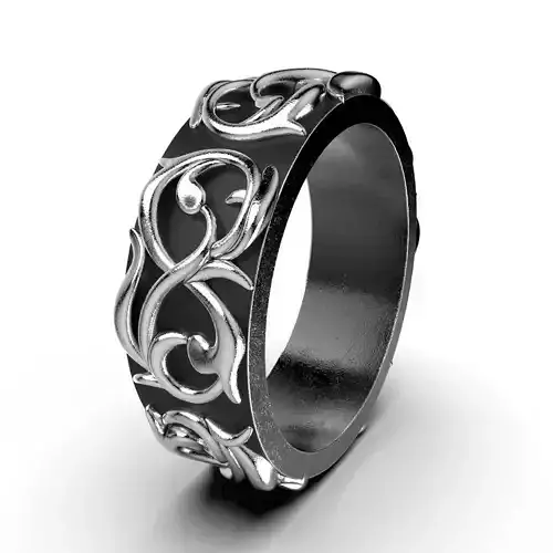 Pattern Ring Band Gothic Badass  Bikers Men Ring Model-ETS1 3D print model