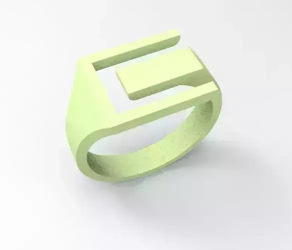 3d model ring letter f in rose gold