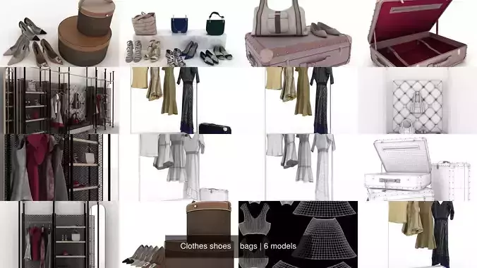 Clothes shoes    bags 3D Model Collection