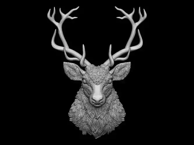 Deer head bas relief 3D print model