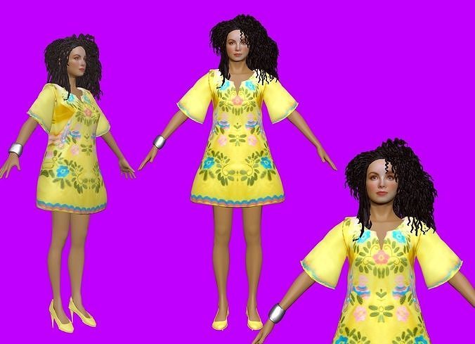 Tatiana Thumbtzen PBR  Animated Beautiful Girl Low-poly 3D model