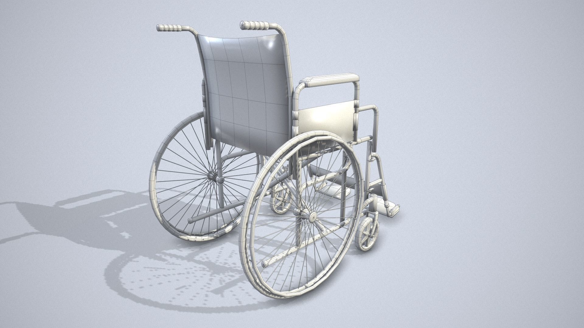Wheelchair Low-poly 3D model_16
