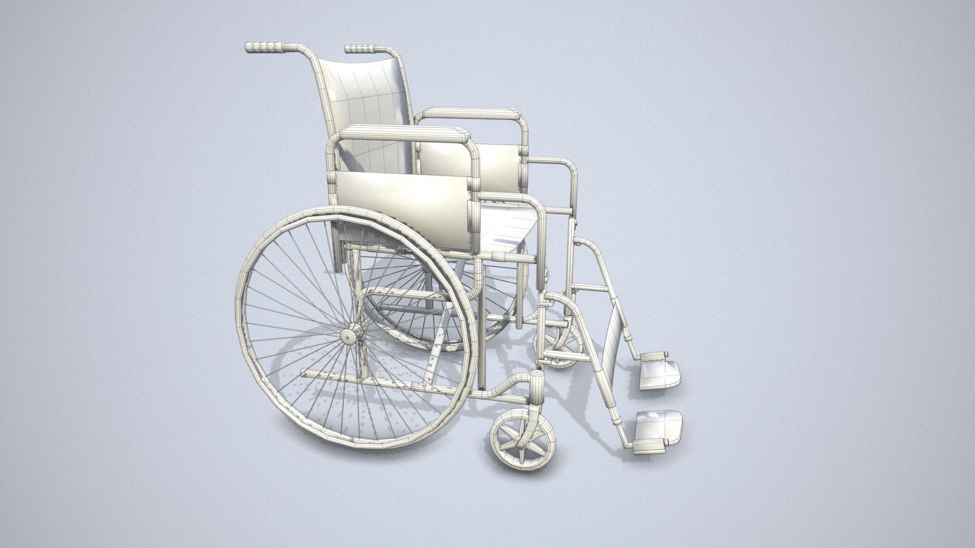 Wheelchair Low-poly 3D model_17